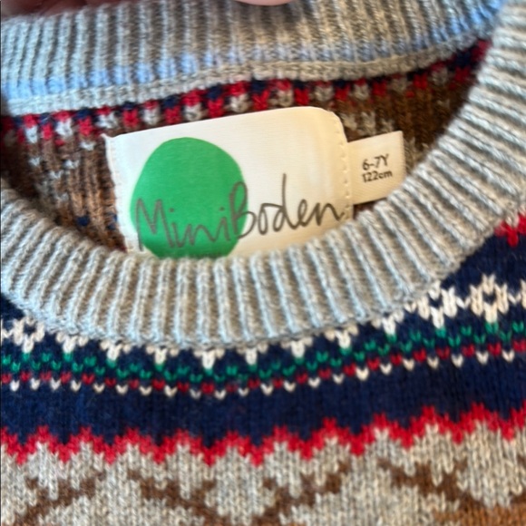 Gray Reindeer Sweater with Red and Blue Accents - Picture 2 of 3